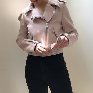 Zara pink suede moto jacket!